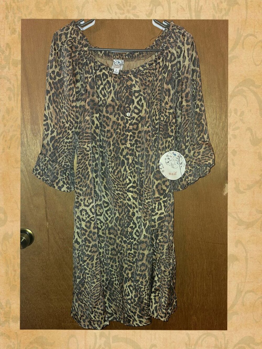 NWT naïf Leopard Print Off-the-Shoulder Tunic Dress